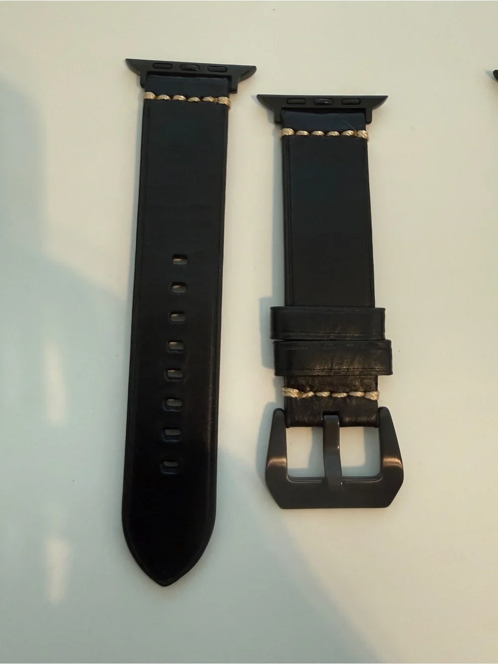 Brand New Replacement Black and Brown Leather Apple Watch Bands Set of 2